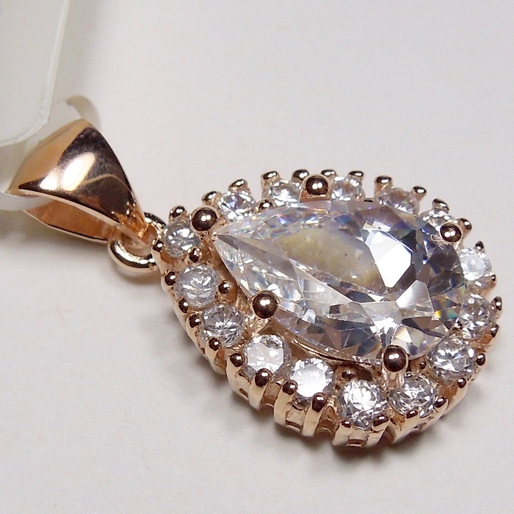 14kt Rose Gold Plated Sterling Silver CZ Pendant